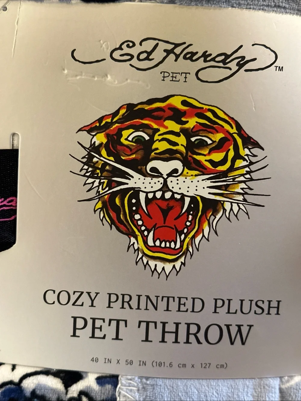 Ed Hardy Pet Cozy Printed Plush Pet Throw Blanket Tiger Floral Striped NWT 40x50
